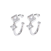 Sterling Silver C Shape Not Piercing Hoop Earrings (1pir 2pcs)