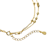 925 Sterling Silver Double Layer Gold-Plated Beaded Charm Anklet