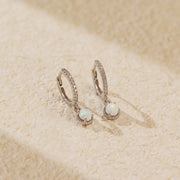 Sterling Silver Hoop Earrings with White Opal – High-Quality Gold-Plated Design