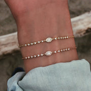 925 Silver Chain Bracelet for Women, 18K Gold-Plated Sterling Silver with Diamond Accents