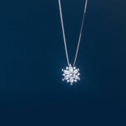 Sparkling Snowflake: 925 Silver Diamond Pendant Necklace