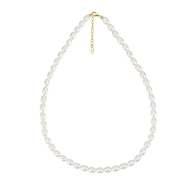 925 Silver Fine Jewelry Gold Plated Natural Pearl Chain Necklace for Women