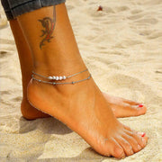 Sterling Silver Double-Layered Anklet with Gold Chain and Small Pearls