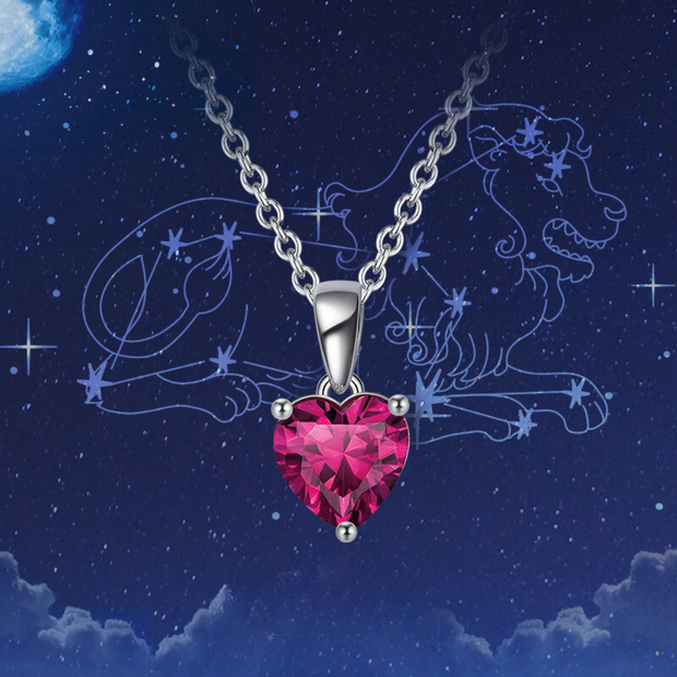 Forever Love: 925 Sterling Silver Heart Birthstone Pendant Necklace