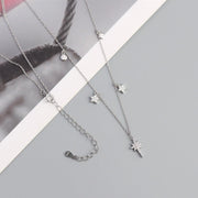 925 Sterling Silver Star Pendant Necklace – 18K Gold Plated Diamond Dangling Necklace