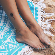 Delicate Sterling Silver Anklet with Three White Pearls