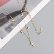 925 Sterling Silver Star Pendant Necklace – 18K Gold Plated Diamond Dangling Necklace