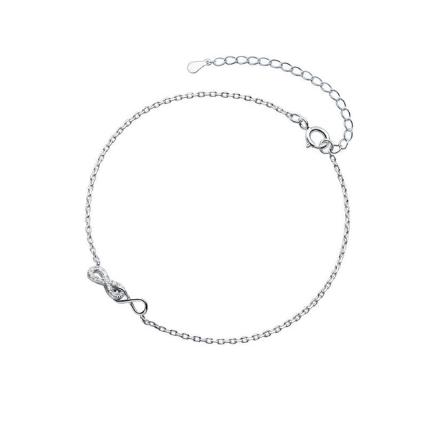 925 Sterling Silver Infinity Diamond Gold Plated Anklets