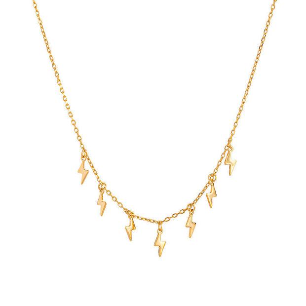 Lightning Elegance: 925 Sterling Silver Gold-Plated Lightning Pendant Necklace