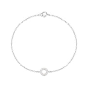 925 Sterling Silver Circle Bracelet – Round Diamond Zircon Gold-Plated Bracelet