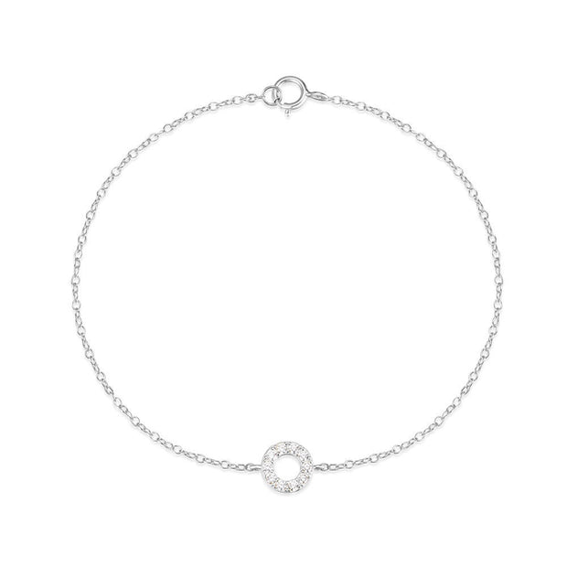 925 Sterling Silver Circle Bracelet – Round Diamond Zircon Gold-Plated Bracelet