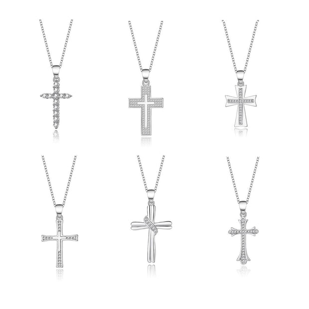 925 Silver Cross Pendant Necklace for Women