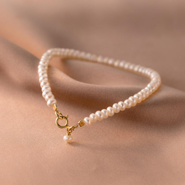 925 Sterling Silver Bracelet with Natural Small Pearls