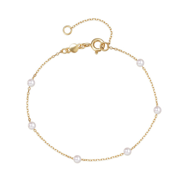 925 Sterling Silver Friendship Bracelet with Small Pearls