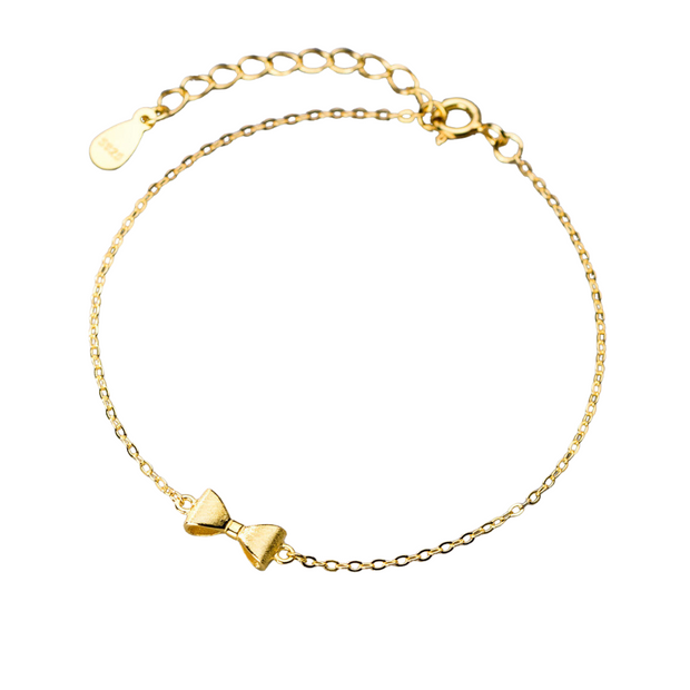 Sterling Silver Bow Knot Bracelet, 925 Sterling Silver Gold-Plated Jewelry