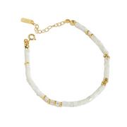 Sterling Silver White Bead and Gold Accent Bracelet