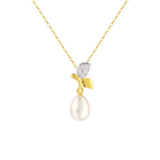 925 Silver Pearl Necklace for Women - Sterling Silver Gold Plated Pearl Pendant Gold Chain Necklace