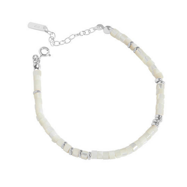 Sterling Silver White Bead and Gold Accent Bracelet