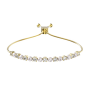 925 Sterling Silver Natural Freshwater Pearl with Zircon Gold-Plated Bracelet