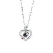 Endless Love: 925 Sterling Silver '100 Languages I Love You' Projection Heart Necklace