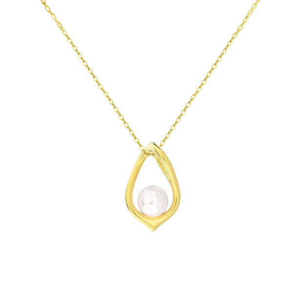 925 Silver Necklace for Women: 925 Sterling Silver Gold Plated Pearl Pendant Necklace