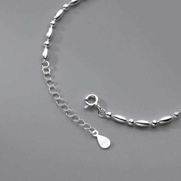 Elegant 925 Sterling Silver Round Bean Bead Bracelet for Women