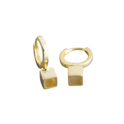 Sterling Silver Square Block Hoop Earrings – Minimalist Gold-Plated Dangles