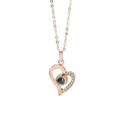 Timeless Love: 925 Sterling Silver '100 Languages I Love You' Projection Heart Necklace