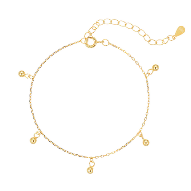 Sterling Silver Small Ball Long Tassel Bracelet – Gold-Plated Simplicity Jewelry