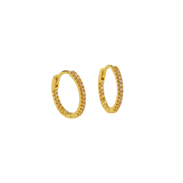 Sterling Silver CZ Zircon Hoop Earrings – Gold-Plated