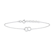 Minimalist Jewelry 925 Sterling Silver Charm Bracelet - Double Round Circle Plain Gold Plated Bracelets for Women