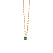 Emerald Elegance: 925 Silver Simple Round Green Zircon Pendant Necklace