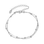 925 Sterling Silver Double-Layer Beaded Chain Bracelet