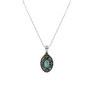 Sterling Silver Necklace with Natural Stone Turquoise Cross Pendant