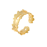 Sterling Silver Irregular Flower Edge Ring – Hollow Out Gold-Plated Adjustable Jewelry