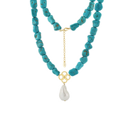 925 Sterling Silver Natural Gemstone Turquoise Beaded Necklace