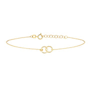 Minimalist Jewelry 925 Sterling Silver Charm Bracelet - Double Round Circle Plain Gold Plated Bracelets for Women