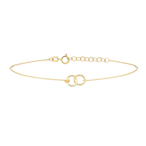 Minimalist Jewelry 925 Sterling Silver Charm Bracelet - Double Round Circle Plain Gold Plated Bracelets for Women