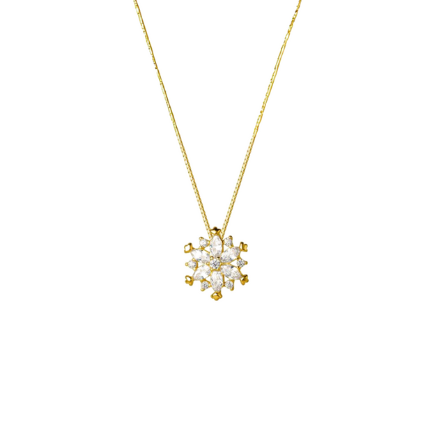 Sparkling Snowflake: 925 Silver Diamond Pendant Necklace