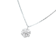 Snow Blossom: 925 Sterling Silver Snow Flower Zircon Pendant Necklace