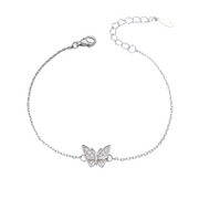 925 Sterling Silver Butterfly Diamond Zircon Gold-Plated Bracelet