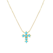 Turquoise Cross: 925 Sterling Silver Geometric Pendant Necklace