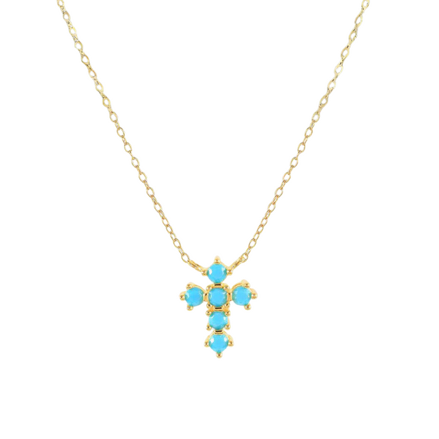 Turquoise Cross: 925 Sterling Silver Geometric Pendant Necklace