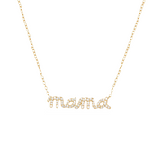 925 Sterling Silver "Mama" Necklace with Zircon Pendant Gold Plated Chain