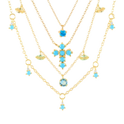 Celestial Turquoise: 925 Silver Necklace with Star-Shaped Gemstone Accents