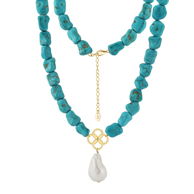 Natural Gemstone Turquoise Beaded Necklace