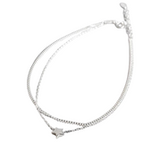 925 Sterling Silver Summer Anklet Double Chain Pentagram Five-Pointed Anklet