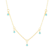 Celestial Turquoise: 925 Silver Necklace with Star-Shaped Gemstone Accents