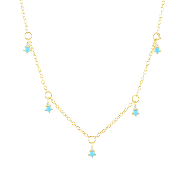 Celestial Turquoise: 925 Silver Necklace with Star-Shaped Gemstone Accents