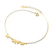 925 Sterling Silver Minimalist Three Elephant Gold-Plated Anklet